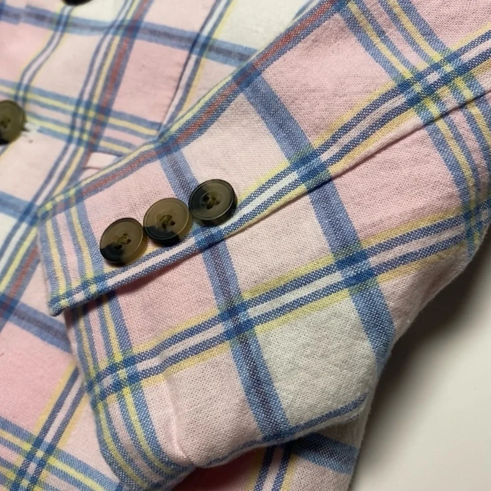 Janie and Jack Pink Blue Pastel Linen Blazer Little Boy Toddler size 18-24 Month